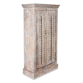 Salvage Reclaimed Wood Hand Carved Almirah Cabinet Wardrobe 04